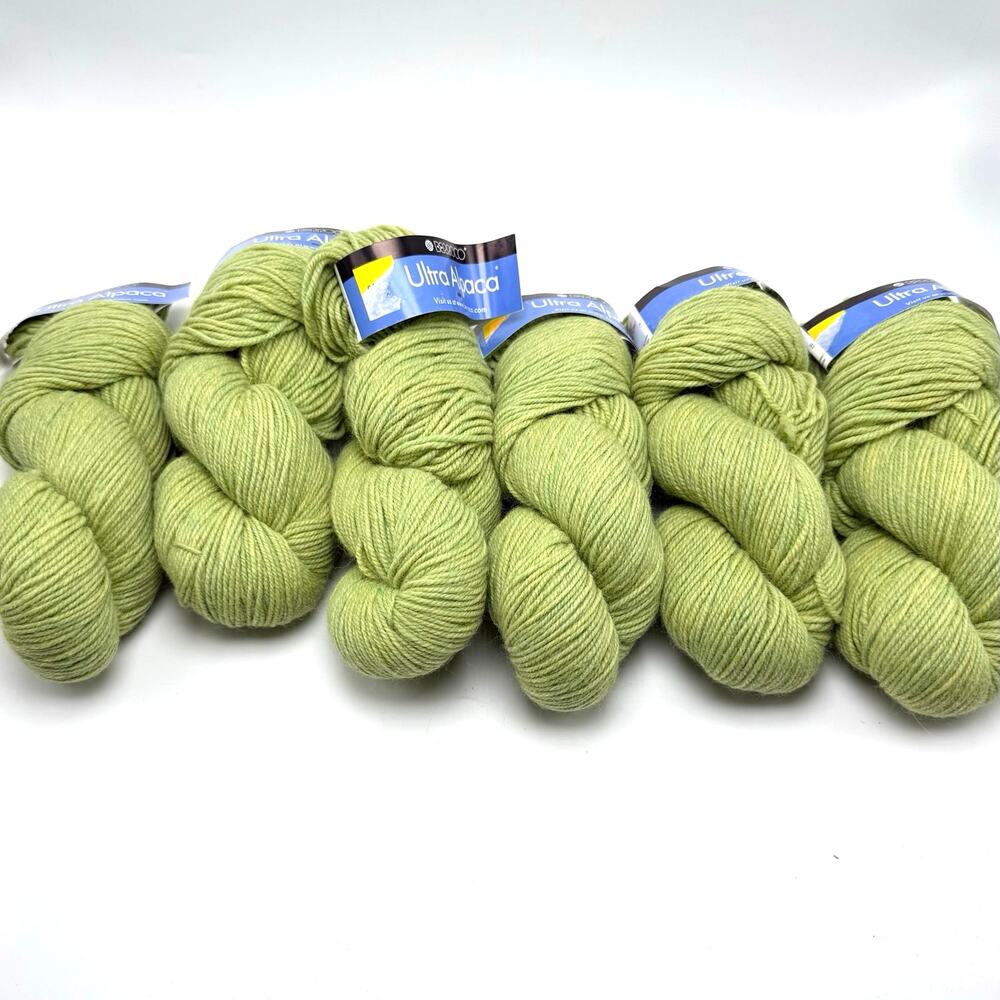 Berroco Ultra Alpaca Wool Yarn Green Kaffir Mix Lot of 6 Hanks Skeins 100g Peru